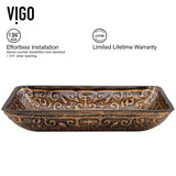 VIGO Glass Rectangular Vessel Bathroom Sink/Basin with Rounded Edges & Deep Bowl, Gold image 5