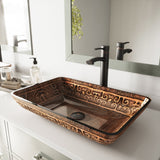VIGO Glass Rectangular Vessel Bathroom Sink/Basin with Rounded Edges & Deep Bowl, Gold image 8