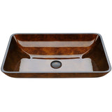 VIGO Glass Rectangular Vessel Bathroom Sink/Basin with Rounded Edges & Deep Bowl, Russet