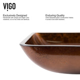 VIGO Glass Rectangular Vessel Bathroom Sink/Basin with Rounded Edges & Deep Bowl, Russet image 4