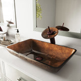 VIGO Glass Rectangular Vessel Bathroom Sink/Basin with Rounded Edges & Deep Bowl, Russet image 8