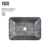VIGO Glass Rectangular Vessel Bathroom Sink/Basin with Rounded Edges & Deep Bowl, Titanium image 2