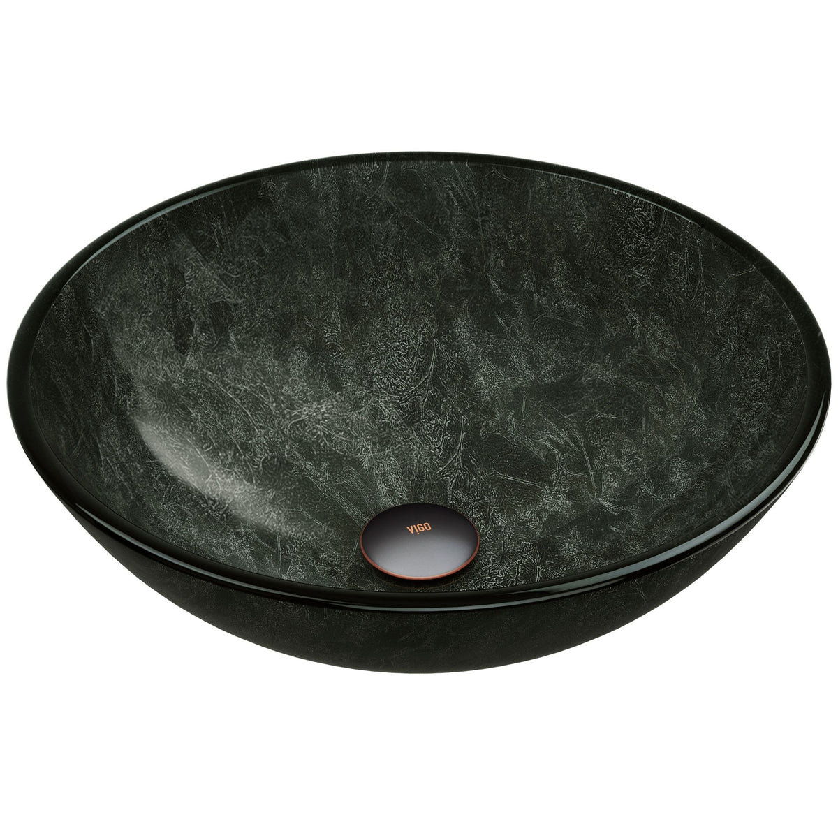 VIGO Glass Round Vessel Bathroom Sink/Basin with Deep Bowl, Gray
