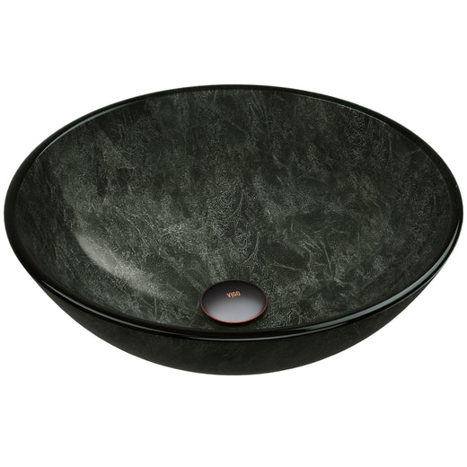 VIGO Glass Round Vessel Bathroom Sink/Basin with Deep Bowl, Gray