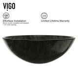 VIGO Glass Round Vessel Bathroom Sink/Basin with Deep Bowl, Gray image 3