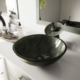 VIGO Glass Round Vessel Bathroom Sink/Basin with Deep Bowl, Gray image 8