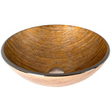 VIGO Glass Round Vessel Bathroom Sink/Basin with Rounded Edges & Deep Bowl, Amber Sunset