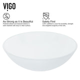 VIGO Glass Round Vessel Bathroom Sink/Basin with Rounded Edges & Deep Bowl, White image 5