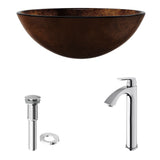 VIGO Glass Russet Brown Bathroom Sink/Basin Set with Linus Faucet and Round Vessel image 2