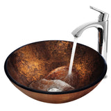 VIGO Glass Russet Brown Bathroom Sink/Basin Set with Linus Faucet and Round Vessel image 3