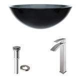 VIGO Glass Sheer Black Bathroom Sink/Basin Set with Duris Faucet and Round Vessel image 2