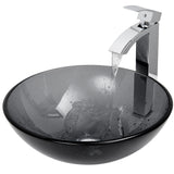 VIGO Glass Sheer Black Bathroom Sink/Basin Set with Duris Faucet and Round Vessel image 3
