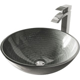VIGO Glass Simply Silver Bathroom Sink/Basin Set with Chrome Duris Faucet and Round Vessel