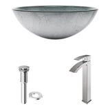 VIGO Glass Simply Silver Bathroom Sink/Basin Set with Chrome Duris Faucet and Round Vessel image 2