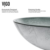 VIGO Glass Simply Silver Bathroom Sink/Basin Set with Chrome Duris Faucet and Round Vessel image 5