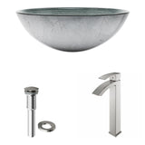 VIGO Glass Simply Silver Bathroom Sink/Basin Set with Duris Faucet and Round Vessel image 2