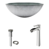 VIGO Glass Simply Silver Bathroom Sink/Basin Set with Niko Faucet and Round Vessel image 2
