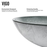 VIGO Glass Simply Silver Bathroom Sink/Basin Set with Niko Faucet and Round Vessel image 5