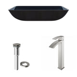 VIGO Glass Turquoise Water Bathroom Sink/Basin Set with Duris Faucet and Rectangular Vessel image 2