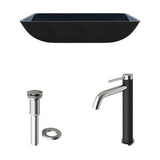 VIGO Glass Turquoise Water Bathroom Sink/Basin Set with Lexington Faucet and Rectangular Vessel image 2
