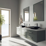 VIGO Glass Turquoise Water Bathroom Sink/Basin Set with Lexington Faucet and Rectangular Vessel image 7