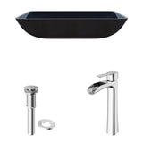 VIGO Glass Turquoise Water Bathroom Sink/Basin Set with Niko Faucet and Rectangular Vessel image 2