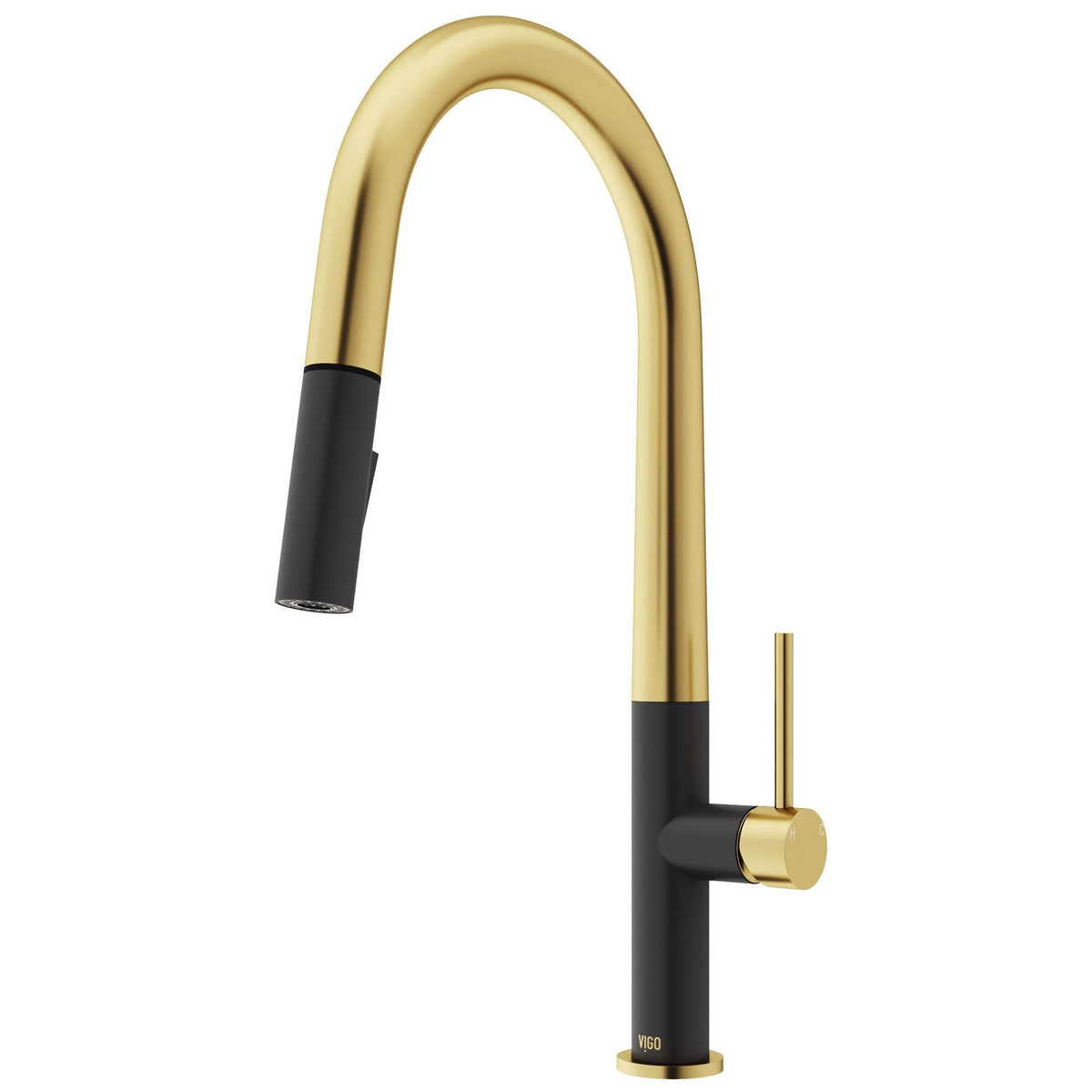 VIGO Greenwich 18-in Single-Handle Black/Gold Kitchen Faucet