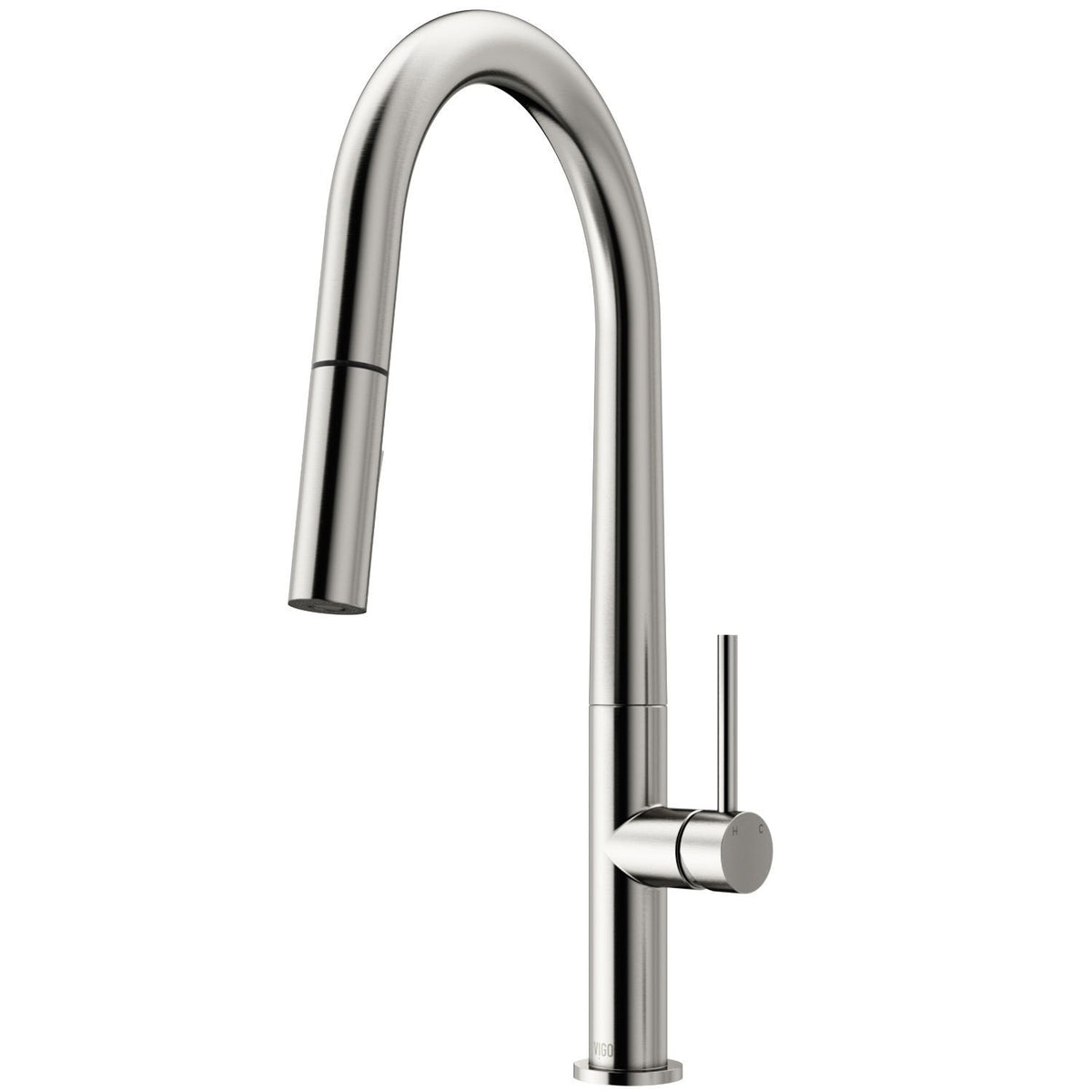 VIGO Greenwich Single Handle Pull Down Sprayer Kitchen Faucet with Deck Plate, Stainless Steel