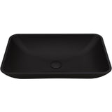 VIGO Hadyn Glass Rectangular Vessel Bathroom Sink/Basin with Rounded Edges & Deep Bowl, Black