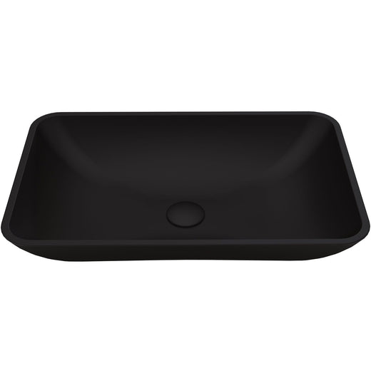 VIGO Hadyn Glass Rectangular Vessel Bathroom Sink/Basin with Rounded Edges & Deep Bowl, Black