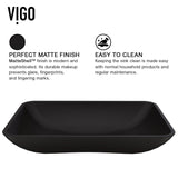 VIGO Hadyn Glass Rectangular Vessel Bathroom Sink/Basin with Rounded Edges & Deep Bowl, Black image 3