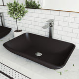 VIGO Hadyn Glass Rectangular Vessel Bathroom Sink/Basin with Rounded Edges & Deep Bowl, Black image 7