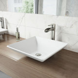 VIGO Hibiscus Matte Stone Round Vessel Bathroom Sink/Basin, Above-Counter Installation, White image 8