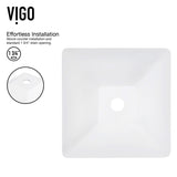VIGO Hibiscus MatteStone White Bathroom Sink/Basin Set with Linus Faucet and Square Composite Vessel image 4