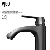 VIGO Hibiscus MatteStone White Bathroom Sink/Basin Set with Linus Faucet and Square Composite Vessel image 8