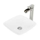 VIGO Hyacinth MatteStone White Bathroom Sink/Basin Set with Niko Faucet and Square Composite Vessel