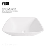 VIGO Hyacinth MatteStone White Bathroom Sink/Basin Set with Niko Faucet and Square Composite Vessel image 4