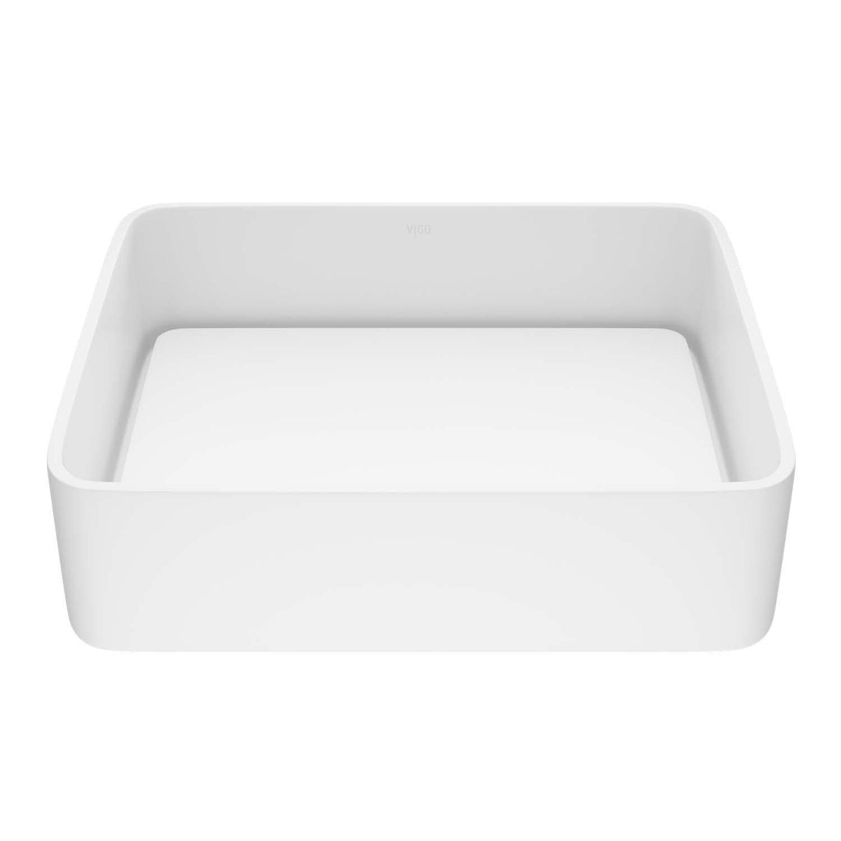 VIGO Jasmine MatteStone 18x15-in Deep White Bathroom Sink/Basin with Rectangular Vessel