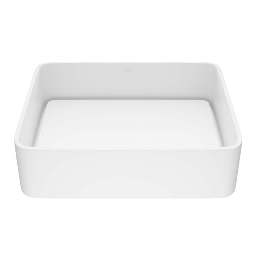 VIGO Jasmine MatteStone 18x15-in Deep White Bathroom Sink/Basin with Rectangular Vessel