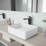 VIGO Jasmine MatteStone 18x15-in Deep White Bathroom Sink/Basin with Rectangular Vessel image 8