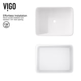 VIGO Jasmine MatteStone White Bathroom Sink/Basin Set with Olus Wall Mount Faucet and Rectangular Composite Vessel image 6