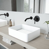 VIGO Jasmine MatteStone White Bathroom Sink/Basin Set with Olus Wall Mount Faucet and Rectangular Composite Vessel image 8