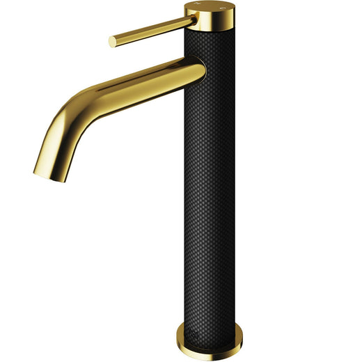 VIGO Lexington 8-in Gold/Carbon Fiber Vessel Bathroom Faucet