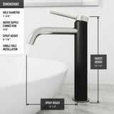VIGO Lexington Single Handle Vessel Sink Bathroom Faucet with cFiber© Body, Brushed Nickel image 6