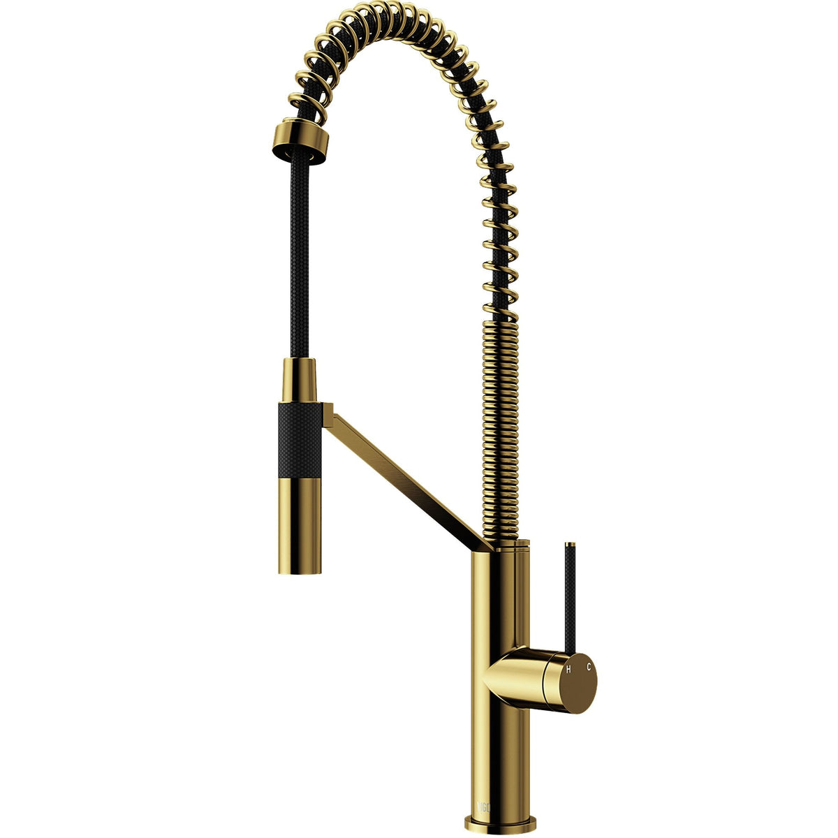 VIGO Livingston Single Handle Magnetic Pull Down Sprayer Kitchen Faucet with cFiber, Matte Gold