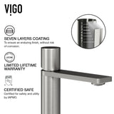 VIGO Lorca ConcretoStone Grey Bathroom Sink/Basin Set with Gotham Faucet and Rectangular Vessel image 7