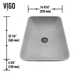 VIGO Lorca Gothic ConcretoStone 22x15-in Deep Grey Bathroom Sink/Basin with Rectangular Vessel image 2