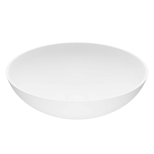 VIGO Lotus Matte Stone Round Composite Vessel Bathroom Sink/Basin with Deep Bowl, White