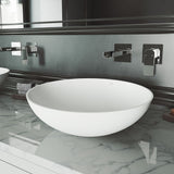 VIGO Lotus Matte Stone Round Composite Vessel Bathroom Sink/Basin with Deep Bowl, White image 6