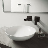 VIGO Lotus Matte Stone Round Composite Vessel Bathroom Sink/Basin with Deep Bowl, White image 7